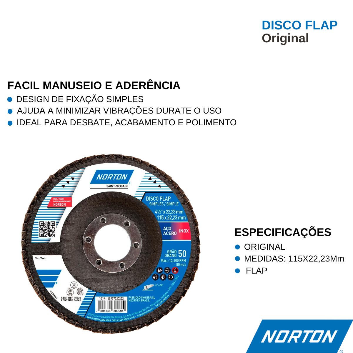 Disco Flap Original 115x22,23mm R822 P50