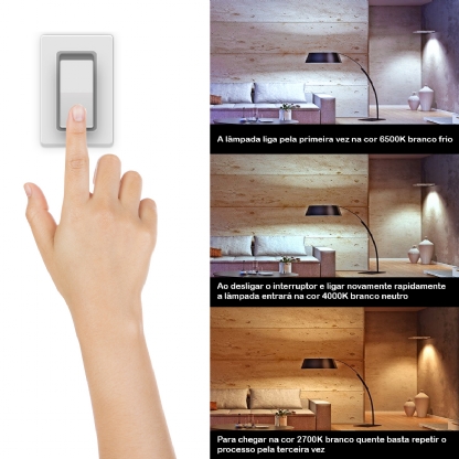 Lâmpada Led Inteligente Smart Controled 3 Tons Branco 9W Bivolt E27 2700K-6500K - Ourolux