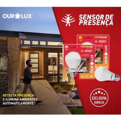 Lâmpada Led Inteligente Smart Sensor Presença 9W Bivolt E27 2700K Luz Amarela - Ourolux