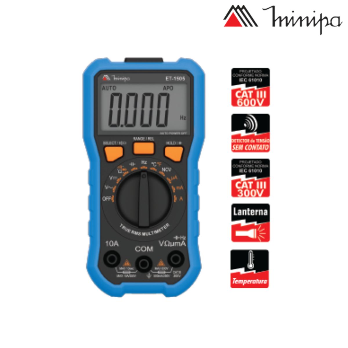 Multímetro Digital True Rms 5/6 Dígitos 6000 Contagens Et-1505 Minipa