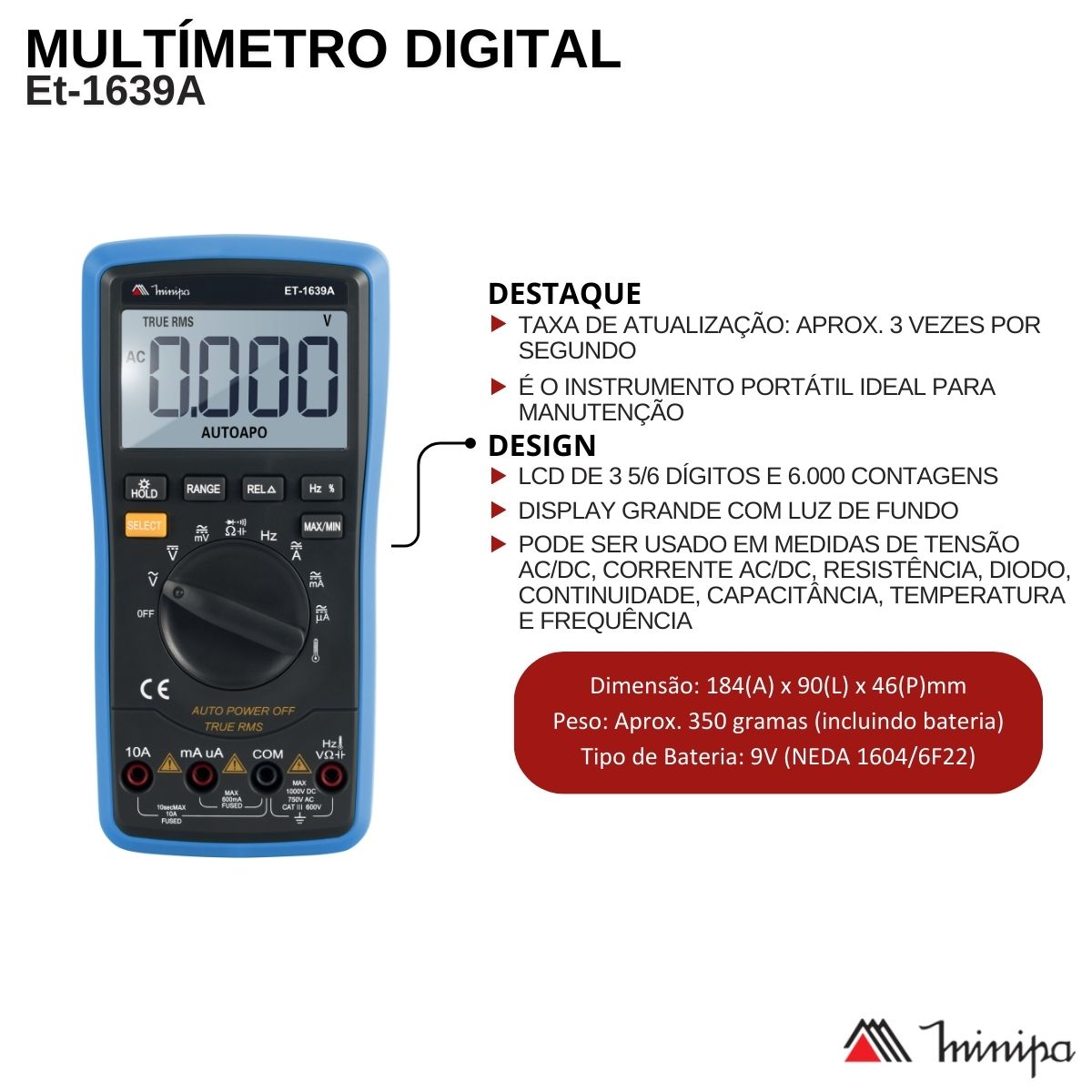 Multímetro Digital - Minipa