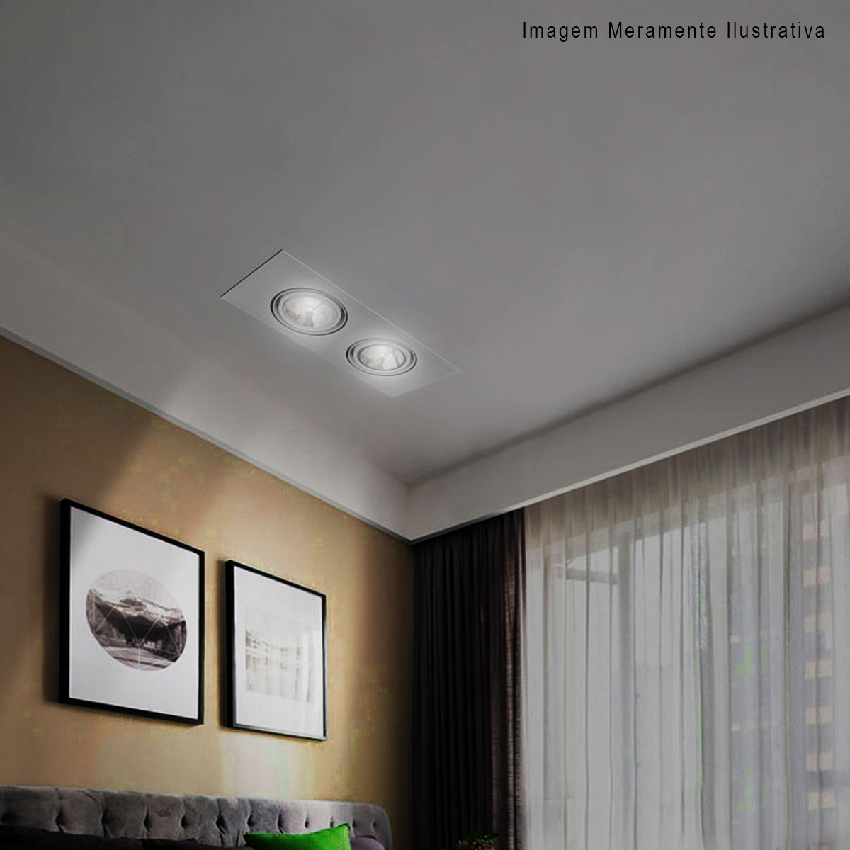 Luminária Spot Embutir Retangular Branco Para Lâmpada Par16 2X50W Gz10 - Golight