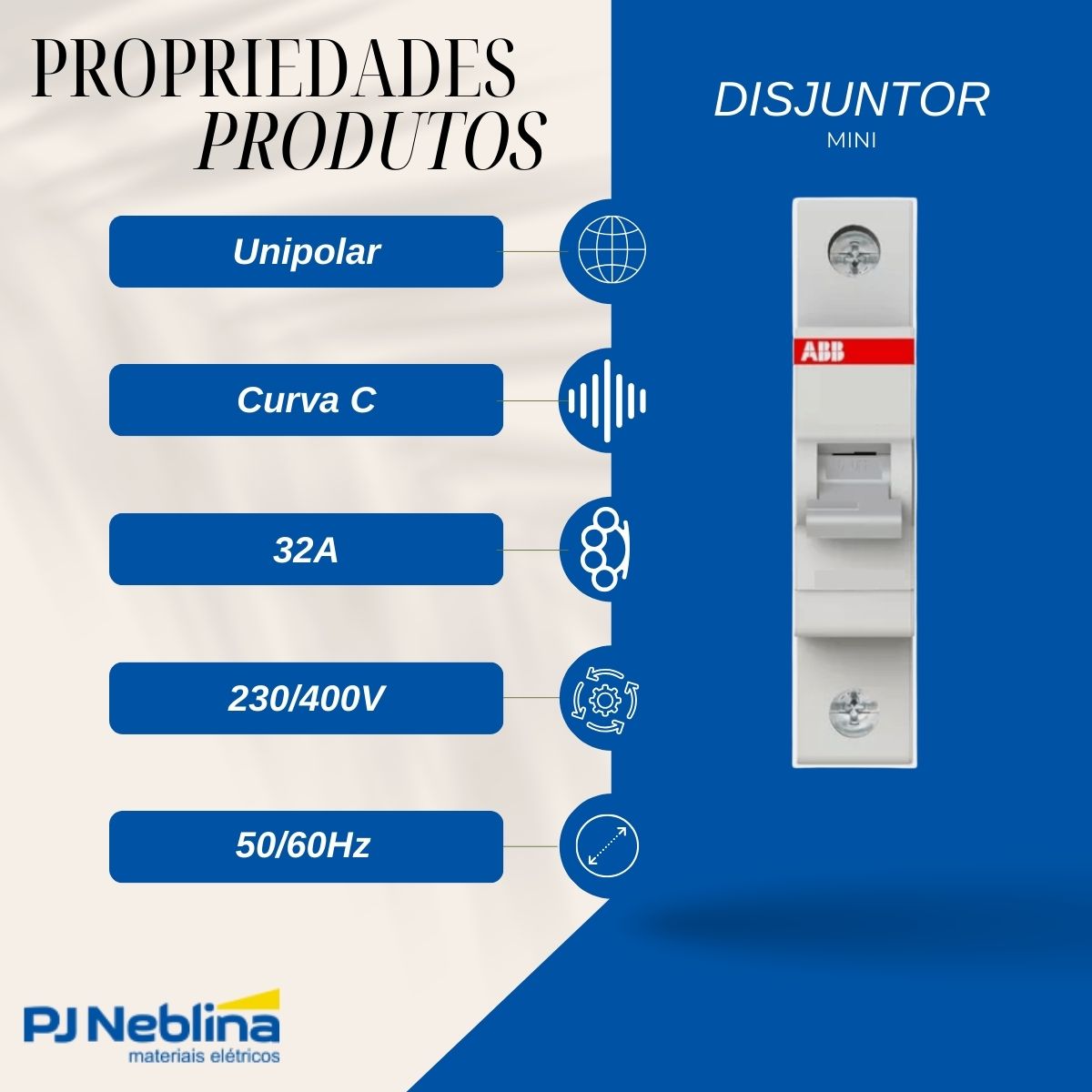 Disjuntor Mini Din Unipolar 32A Curva C 6Ka 230/400V - Abb