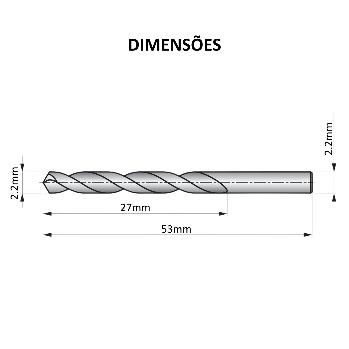 Broca Aço Rápido (Hss) Hp Din 338 Para Metal 2,20Mm 53Mm Brilhante A1142.2B Dormer