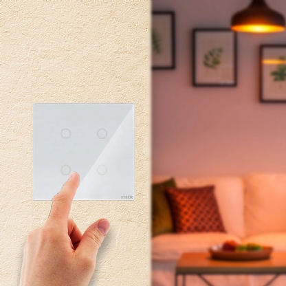 Interruptor Inteligente Smart Wifi Touch 4 Botões Bivolt 4X4 Branco Android/iOS - Smarteck