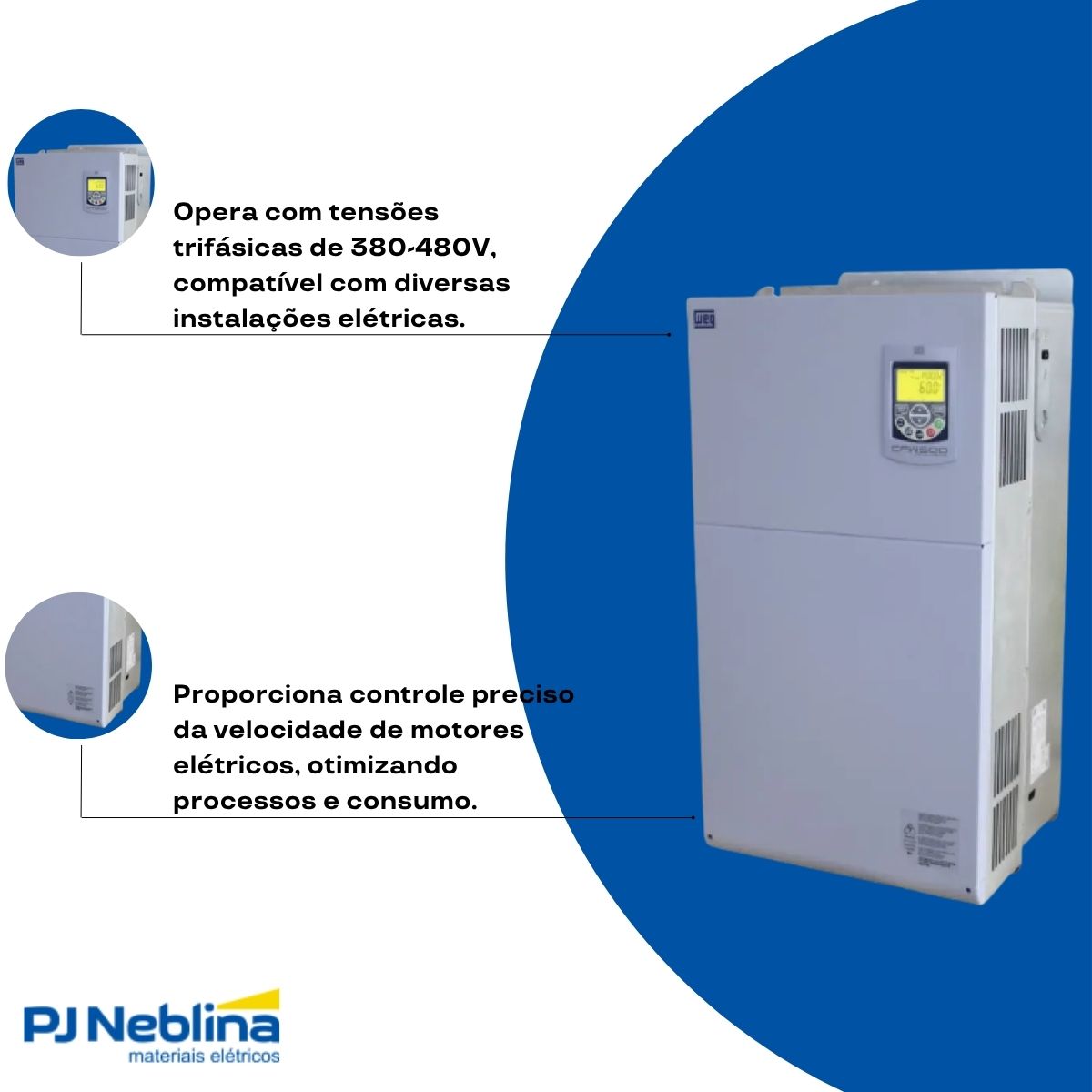 Inversor Frequência Trifásico 380-480V 50/60Hz 73A 37Kw - Weg