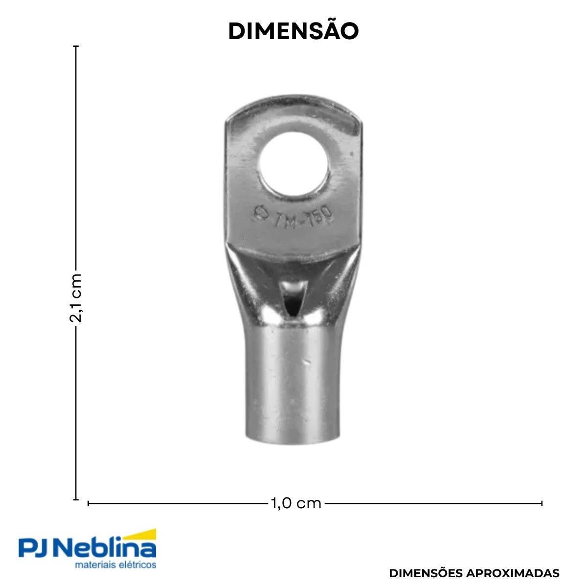 Terminal Compressao 10mm 1 Compr 1 Furo F=6,5mm 1/4 (m6)
