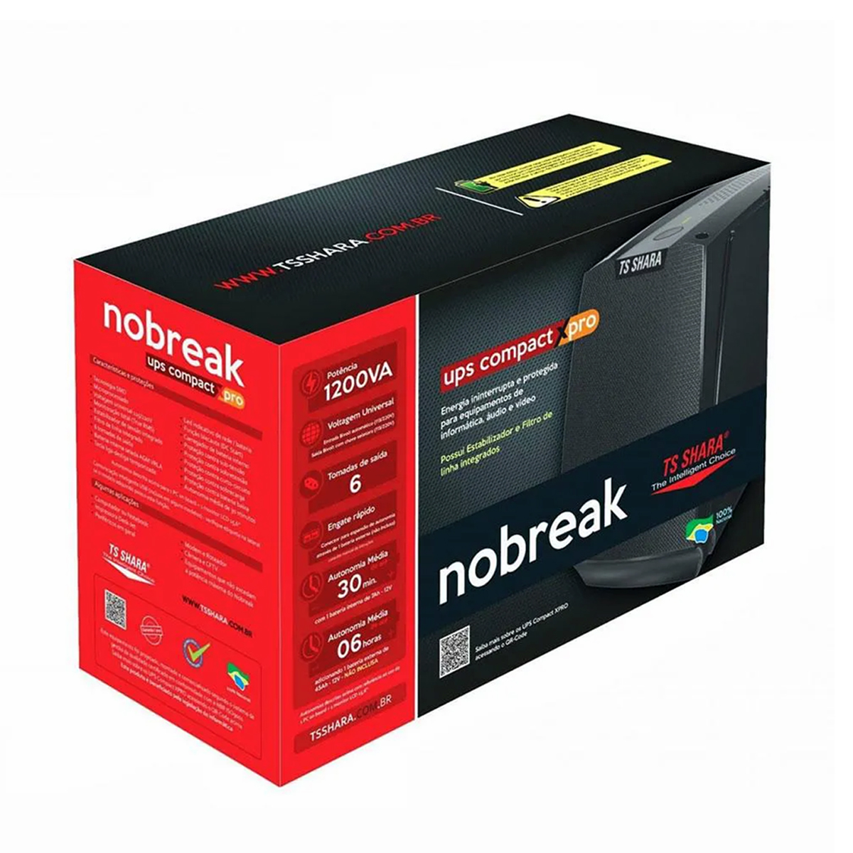 Nobreaks Ups Compact Xpro/1400 Universal 1BSem 1Ba Bivolt Auto 6 Tomadas 115V/220V 7A/45A - Ts Shara
