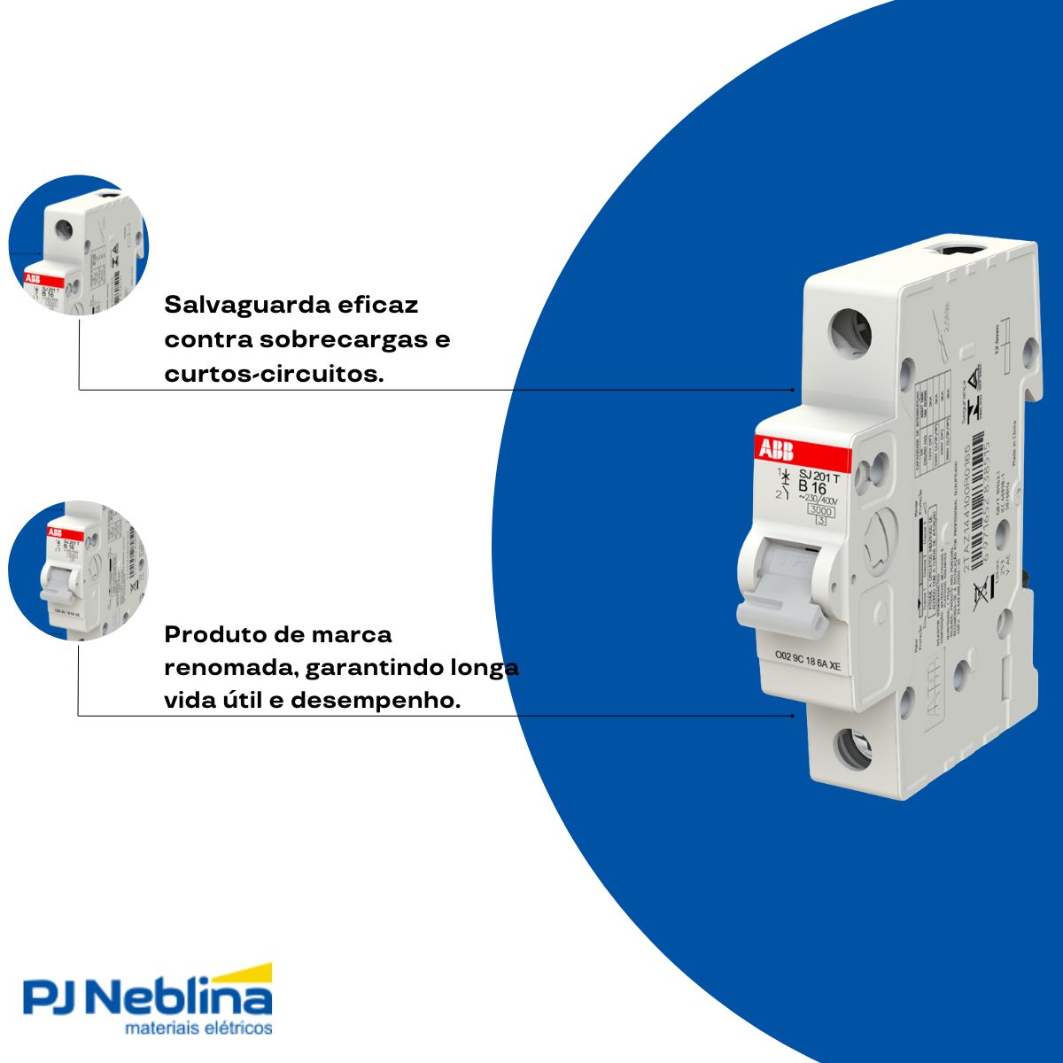 Disjuntor Mini Din Unipolar 50A Curva C 3Ka 230V - Abb