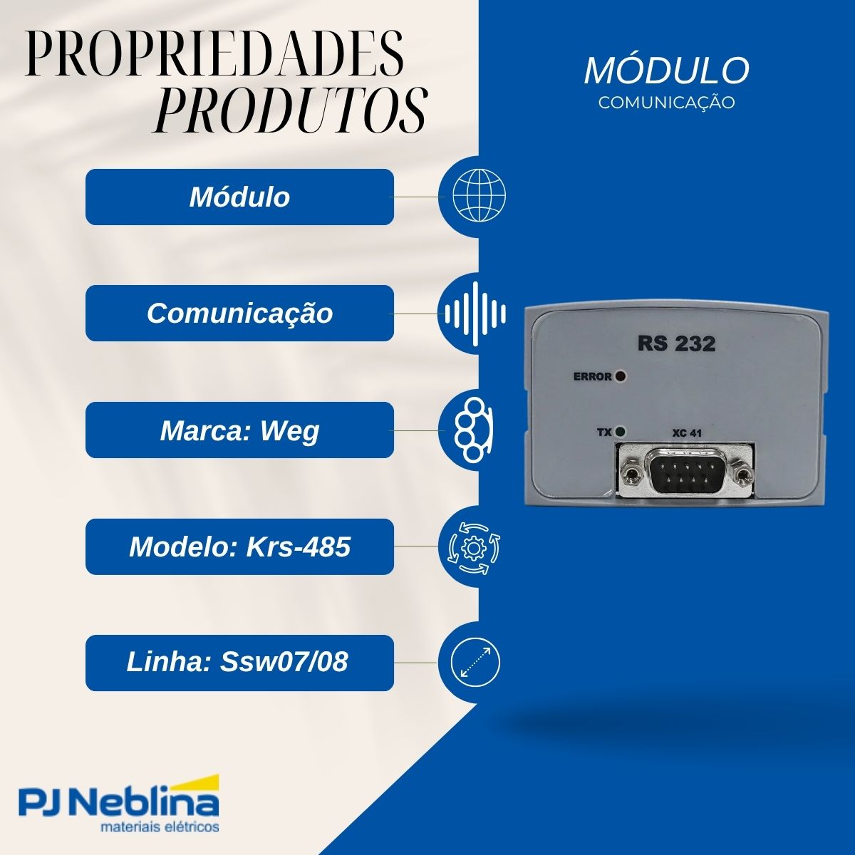 Módulo Comunicação Softstarter Modbus Rtu Krs-485 Ssw07/08 - Weg