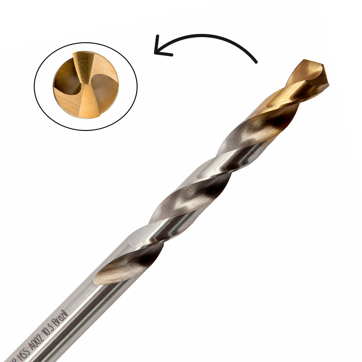 Broca Aço Rápido HSS Hp 10.30mm Para Metal Brilhante/Tin Auto Centrante Din 338 - Dormer