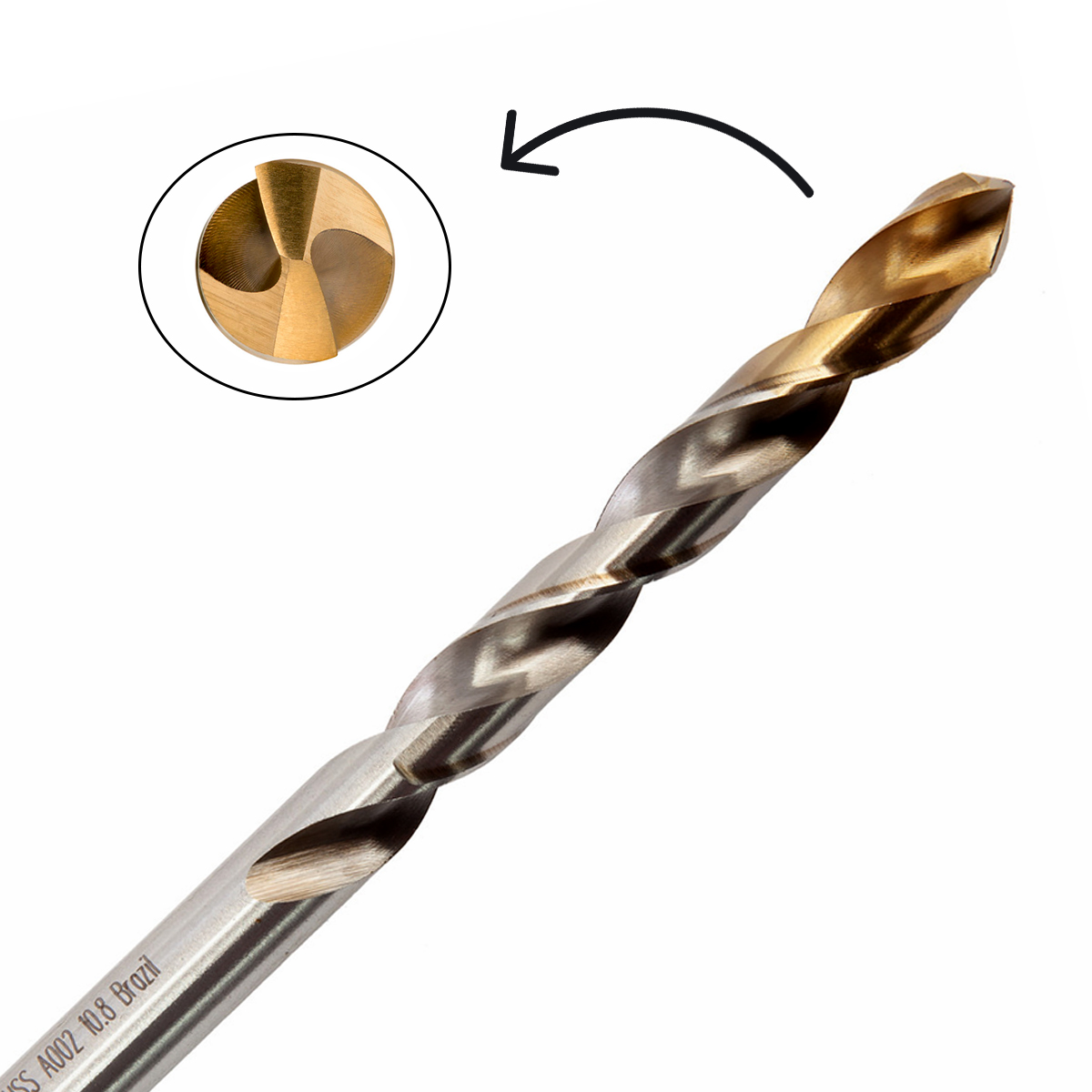 Broca Aço Rápido HSS Hp 10.80mm Para Metal Brilhante/Tin Auto Centrante Din 338 - Dormer