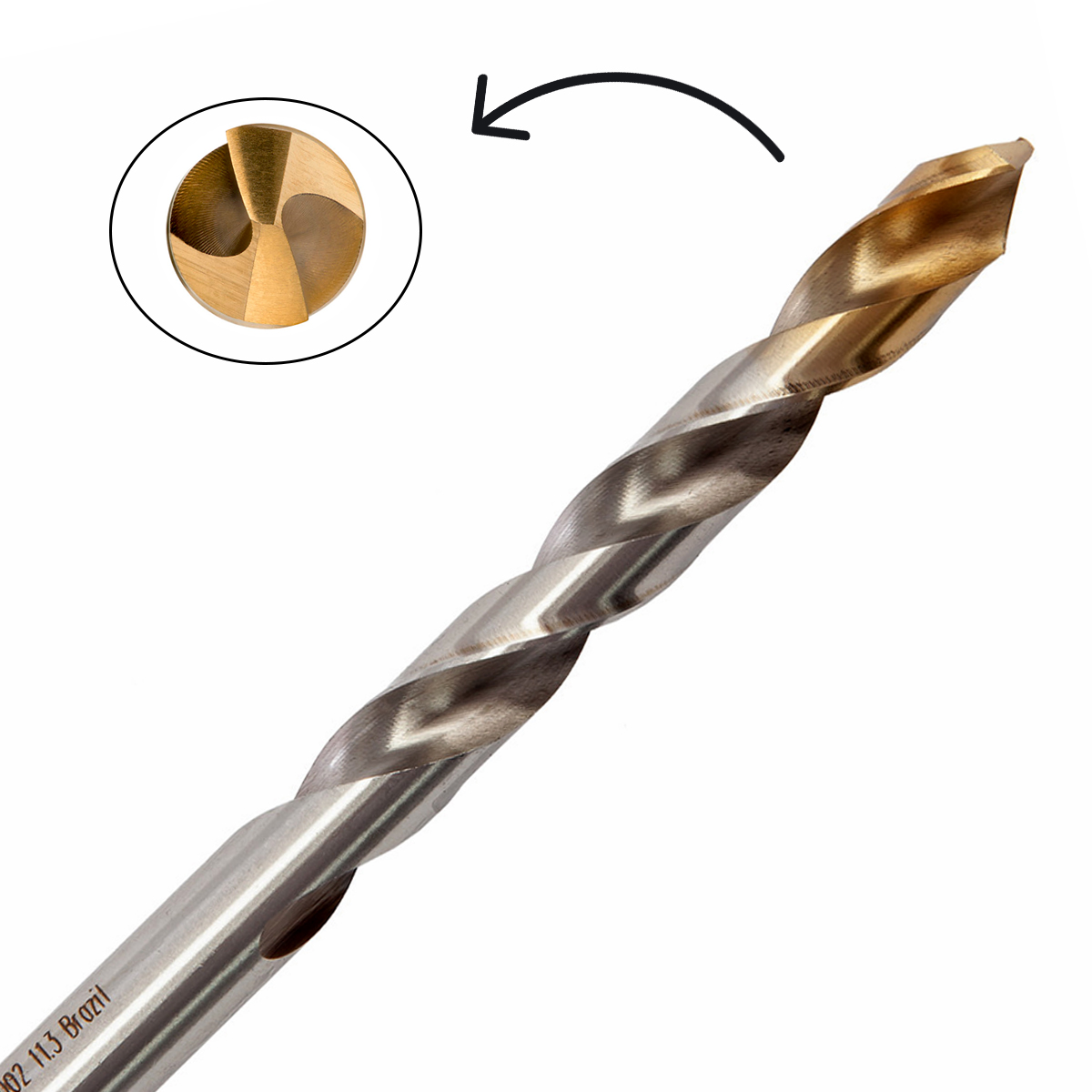 Broca Aço Rápido HSS Hp 11.30mm Para Metal Brilhante/Tin Auto Centrante Din 338 - Dormer