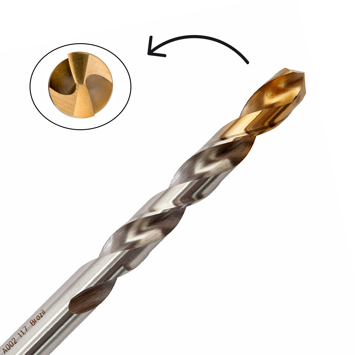 Broca Aço Rápido HSS Hp 11.70mm Para Metal Brilhante/Tin Auto Centrante Din 338 - Dormer