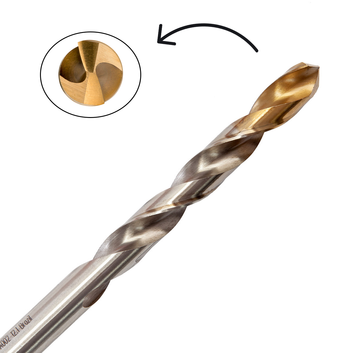 Broca Aço Rápido HSS Hp 12.10mm Para Metal Brilhante/Tin Auto Centrante Din 338 - Dormer