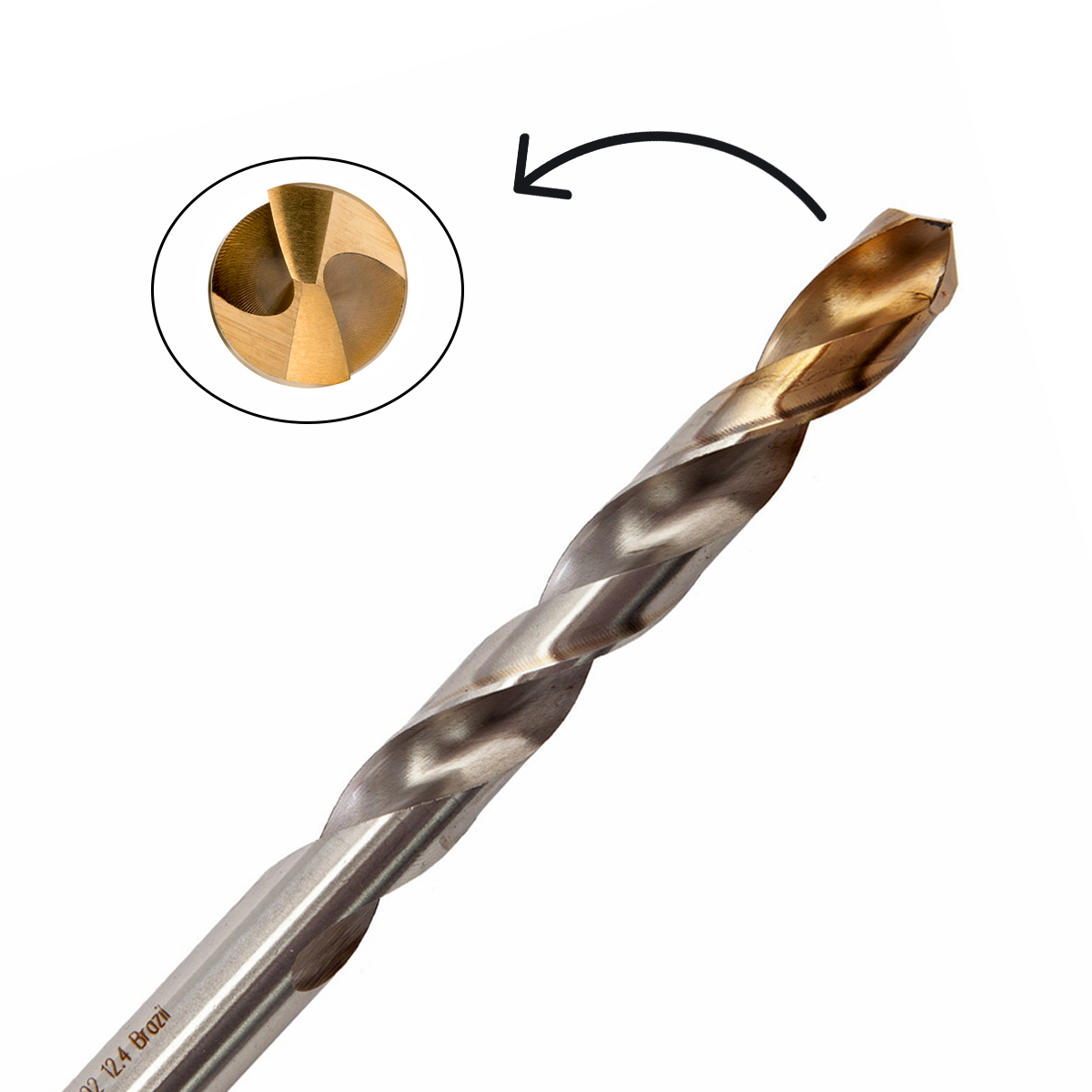 Broca Aço Rápido HSS Hp 12.40mm Para Metal Brilhante/Tin Auto Centrante Din 338 - Dormer