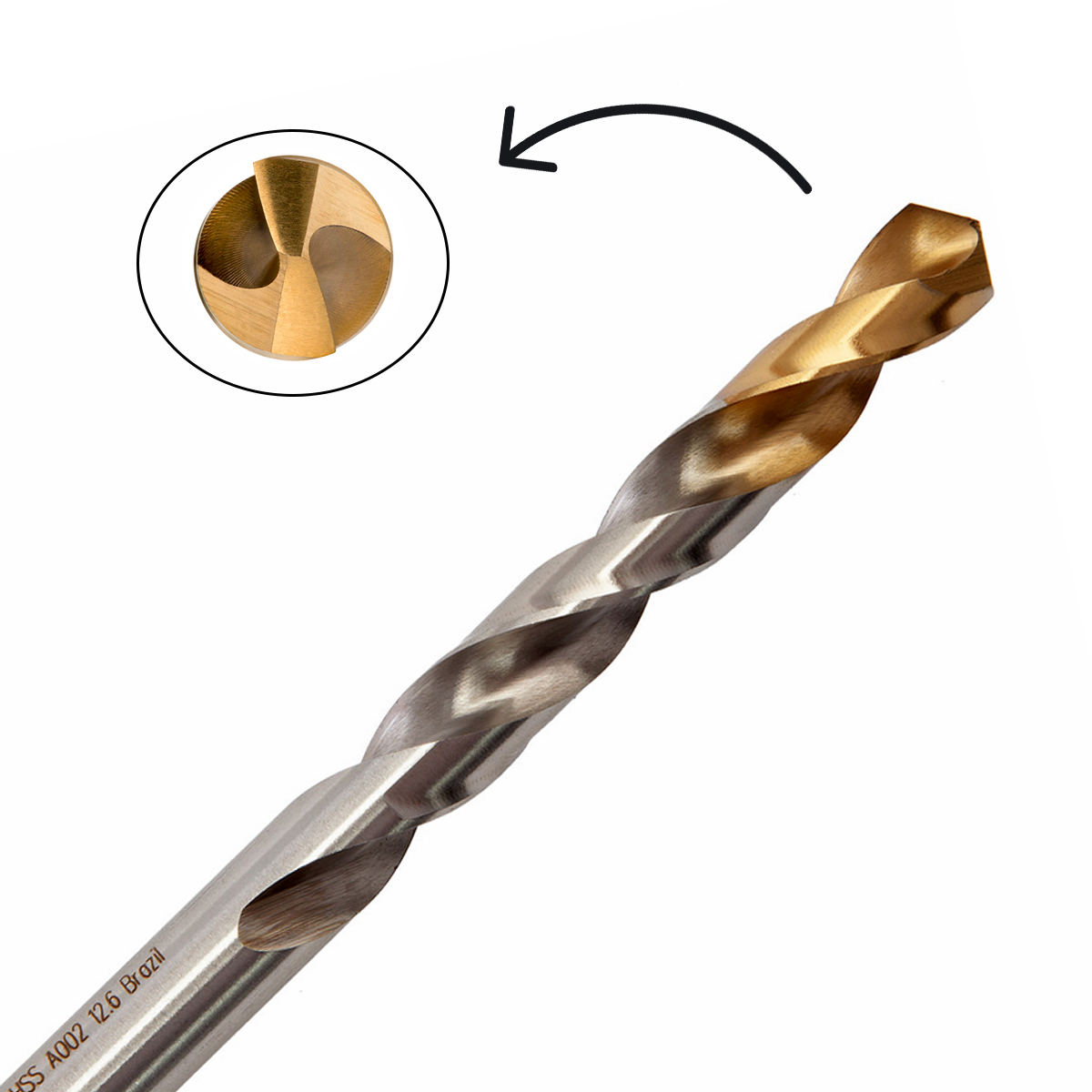 Broca Aço Rápido HSS Hp 12.60mm Para Metal Brilhante/Tin Auto Centrante Din 338 - Dormer