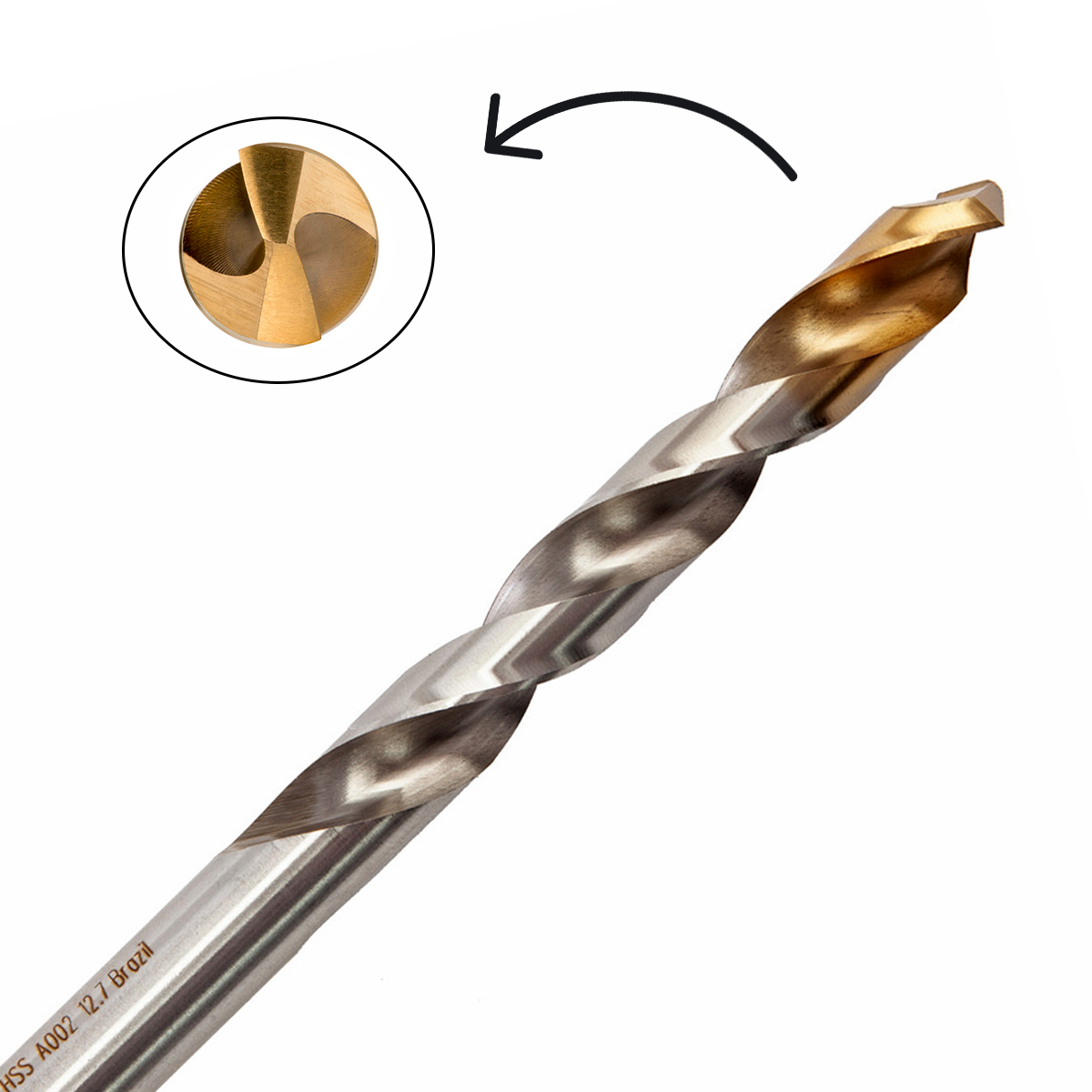 Broca Aço Rápido HSS Hp 12.70mm Para Metal Brilhante/Tin Auto Centrante Din 338 - Dormer
