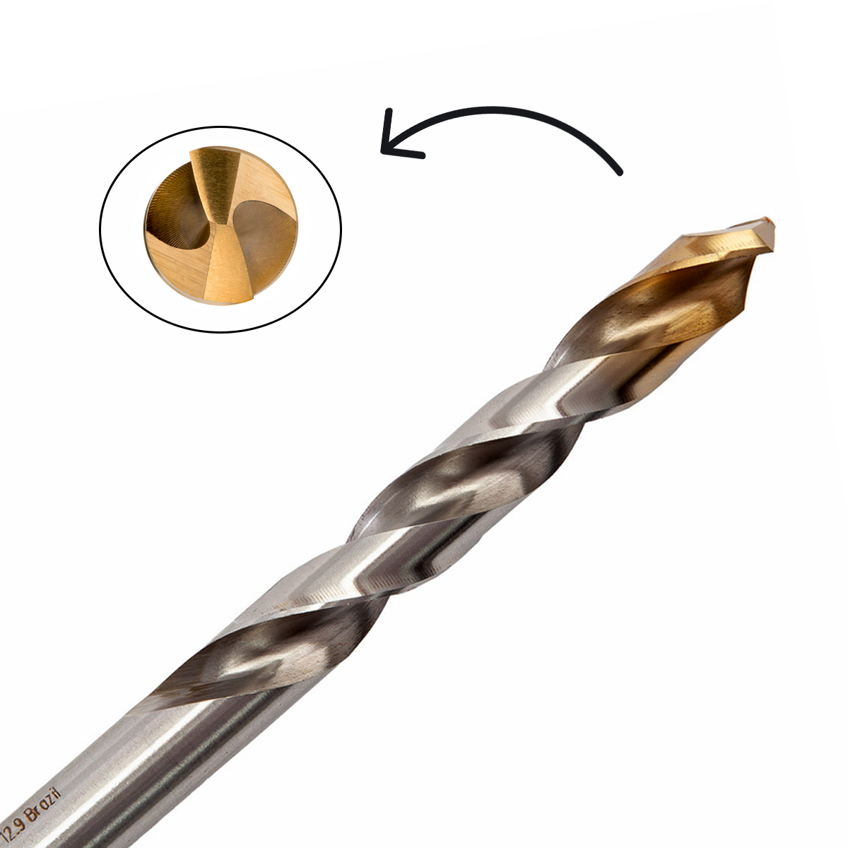 Broca Aço Rápido HSS Hp 12.90mm Para Metal Brilhante/Tin Auto Centrante Din 338 - Dormer