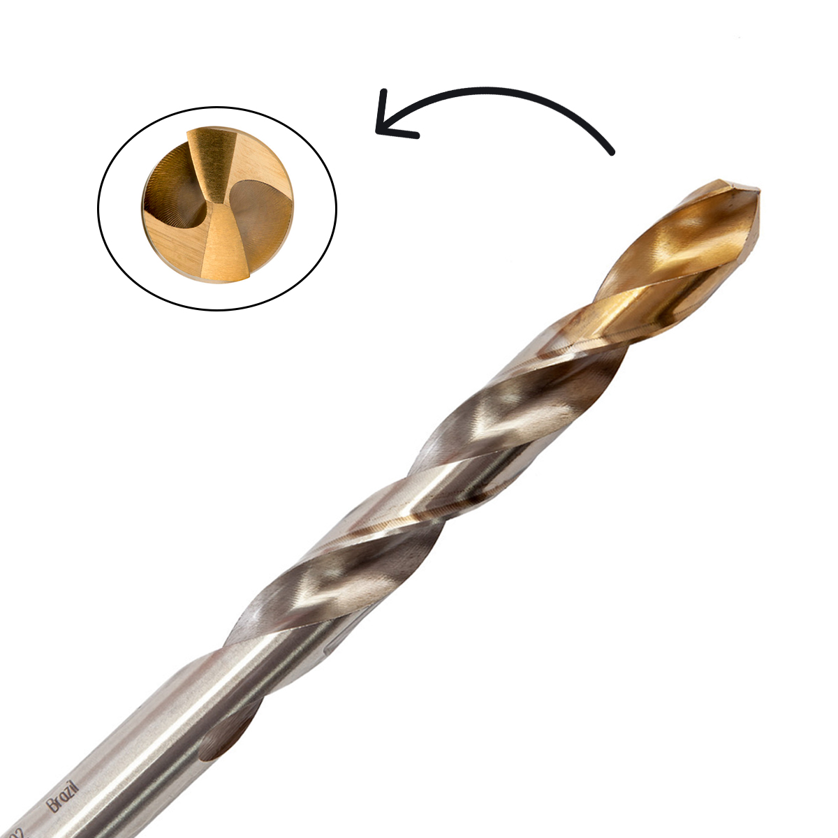 Broca Aço Rápido Hss Hp Din 338 Para Metal 5,30Mm 86Mm Brilhante/Tin Auto Centrante A002 - Dormer