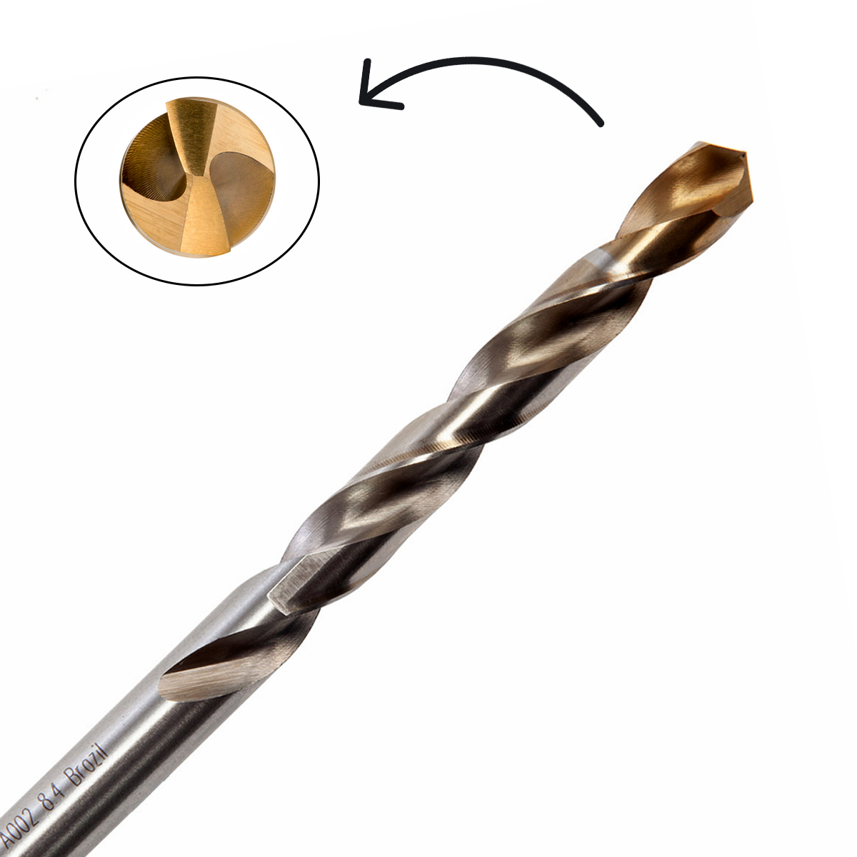 Broca Aço Rápido HSS Hp 8.40mm Para Metal Brilhante/Tin Auto Centrante Din 338 - Dormer