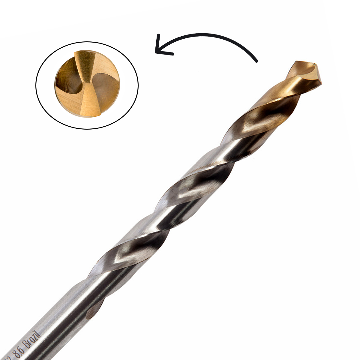 Broca Aço Rápido HSS Hp 8.60mm Para Metal Brilhante/Tin Auto Centrante Din 338 - Dormer