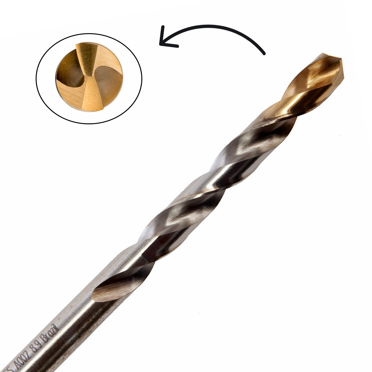 Broca Aço Rápido HSS Hp 8.90mm Para Metal Brilhante/Tin Auto Centrante Din 338 - Dormer