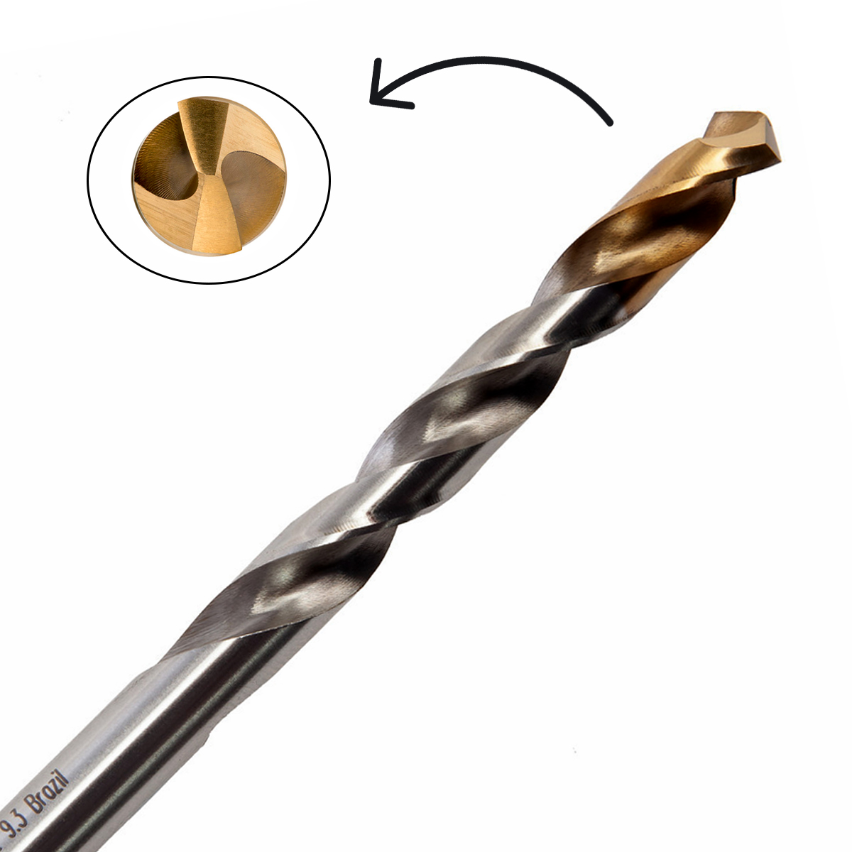 Broca Aço Rápido HSS Hp 9.30mm Para Metal Brilhante/Tin Auto Centrante Din 338 - Dormer