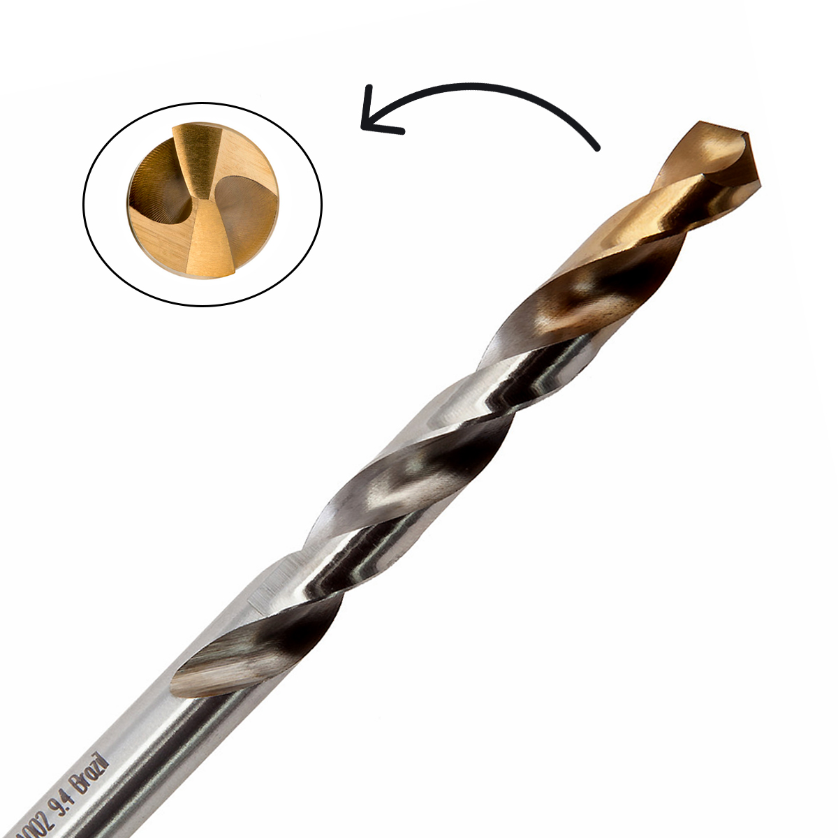 Broca Aço Rápido HSS Hp 9.40mm Para Metal Brilhante/Tin Auto Centrante Din 338 - Dormer