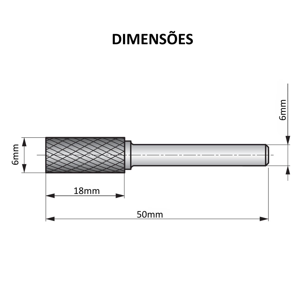 Lima Cilíndrica Rotativa 6X6Mm Aço P8036.0X6.0 Dormer