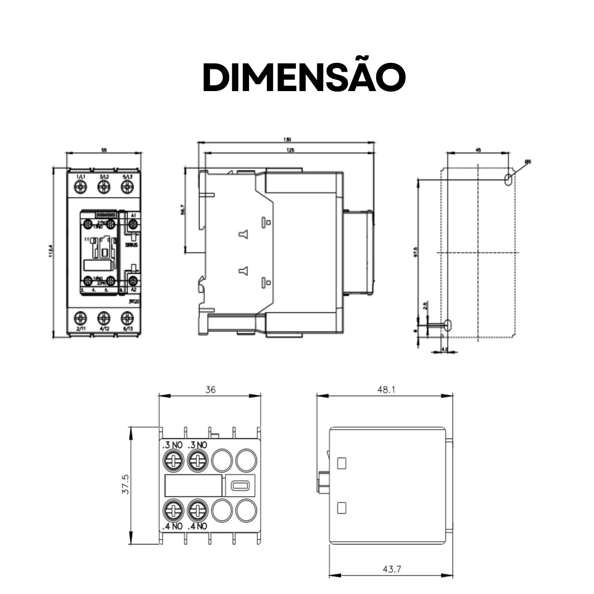 Contator Potencia Tripolar 40a 220v 1na+1nf 50/60hz Bloco Co