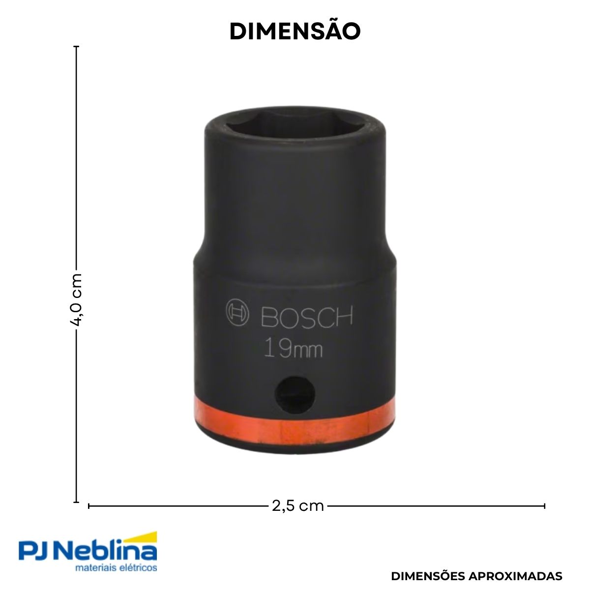 Soquete Sextavado Impacto 19 mm Enc 3/4 - Bosch