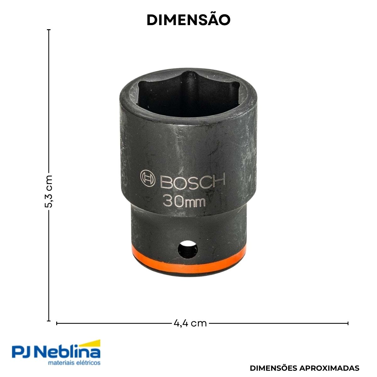 Soquete Sextavado Impacto 30 mm Enc 3/4 - Bosch