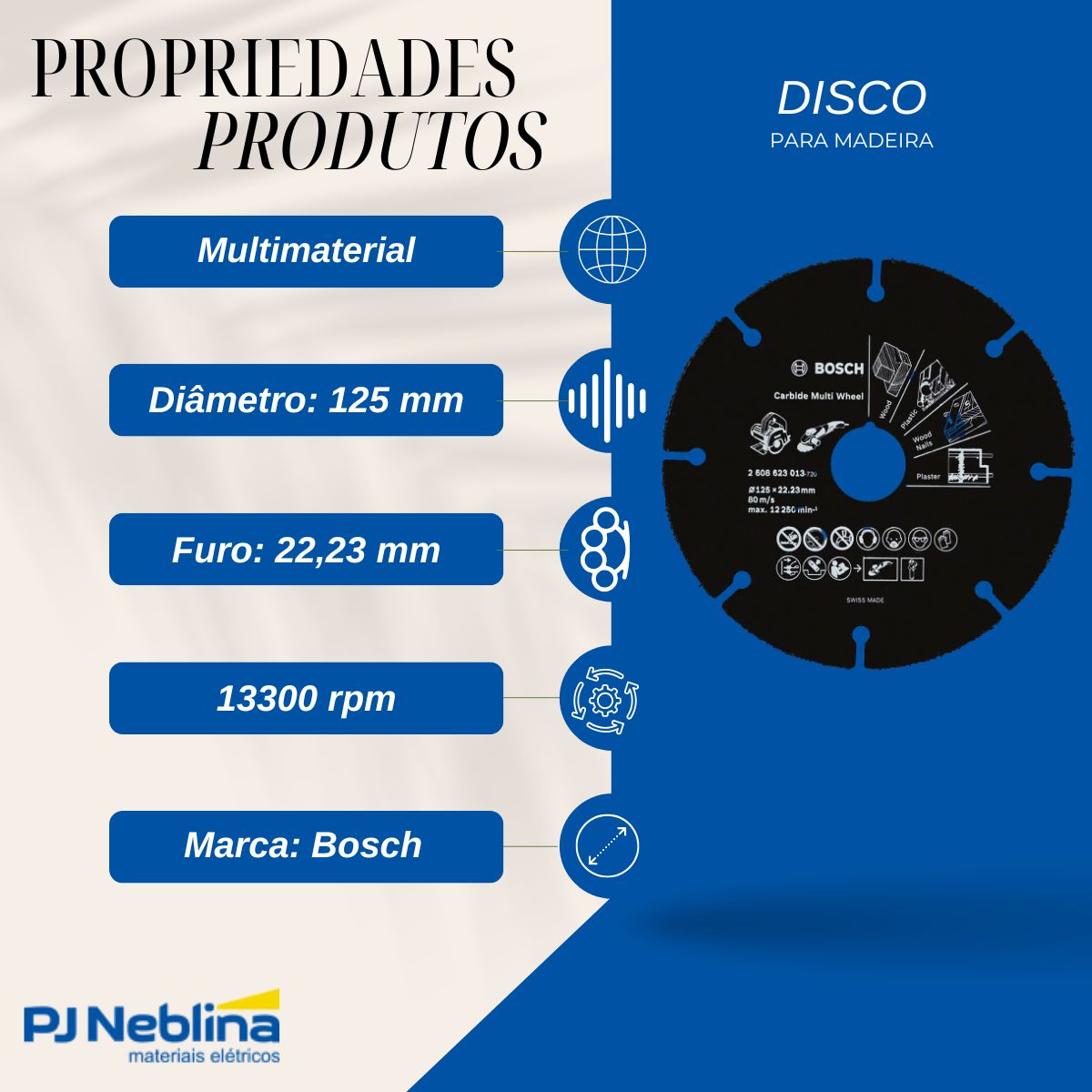 Disco De Esmerilhadeira Para Madeira 125 - Bosch