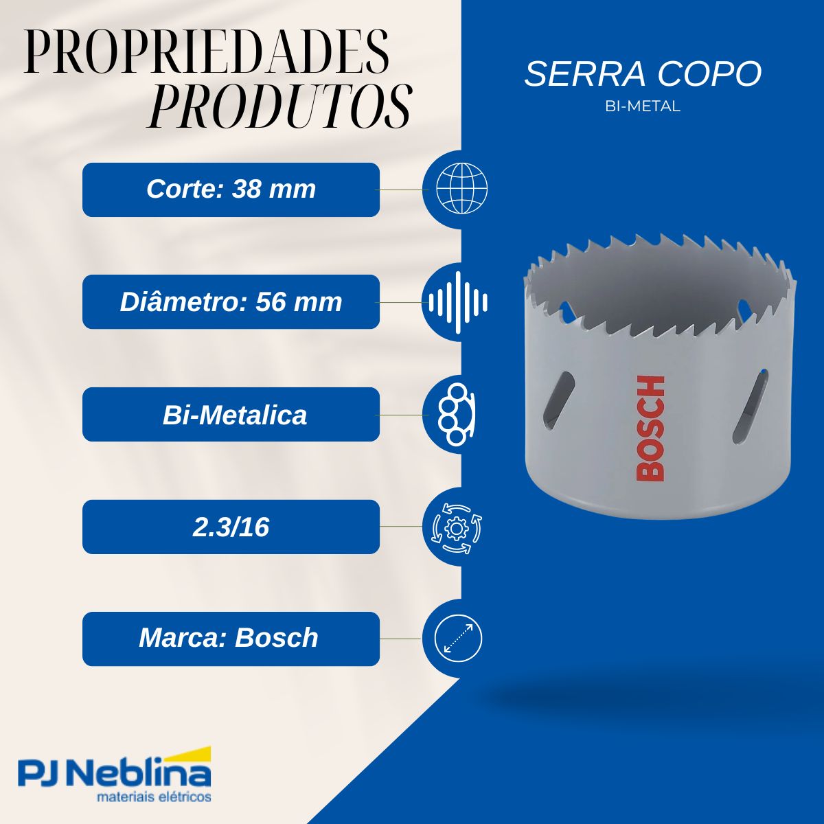 Serra Copo Bi-Metalica 2.3/16 56 mm - Bosch