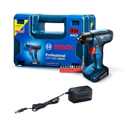 Parafusadeira E Furadeira GSR 1000 SMART 1/4 6Mm Bateria 12V Com Maleta - Bosch