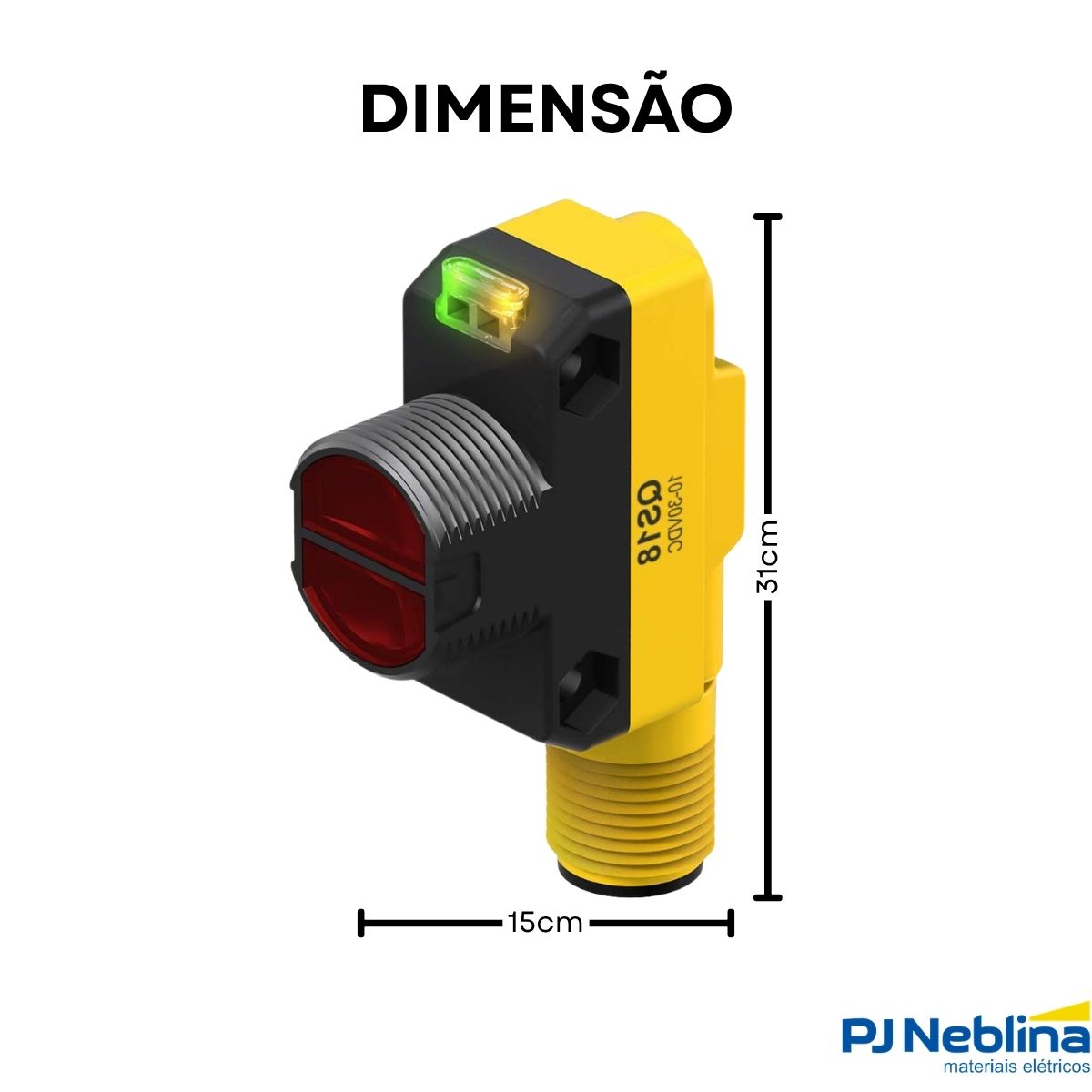 Sensor Fotoelétrico Difuso Sn=450Mm 49,5X31,1X14,1Mm Abs 10-30Vcc Conector M12 4 Pinos Pnp