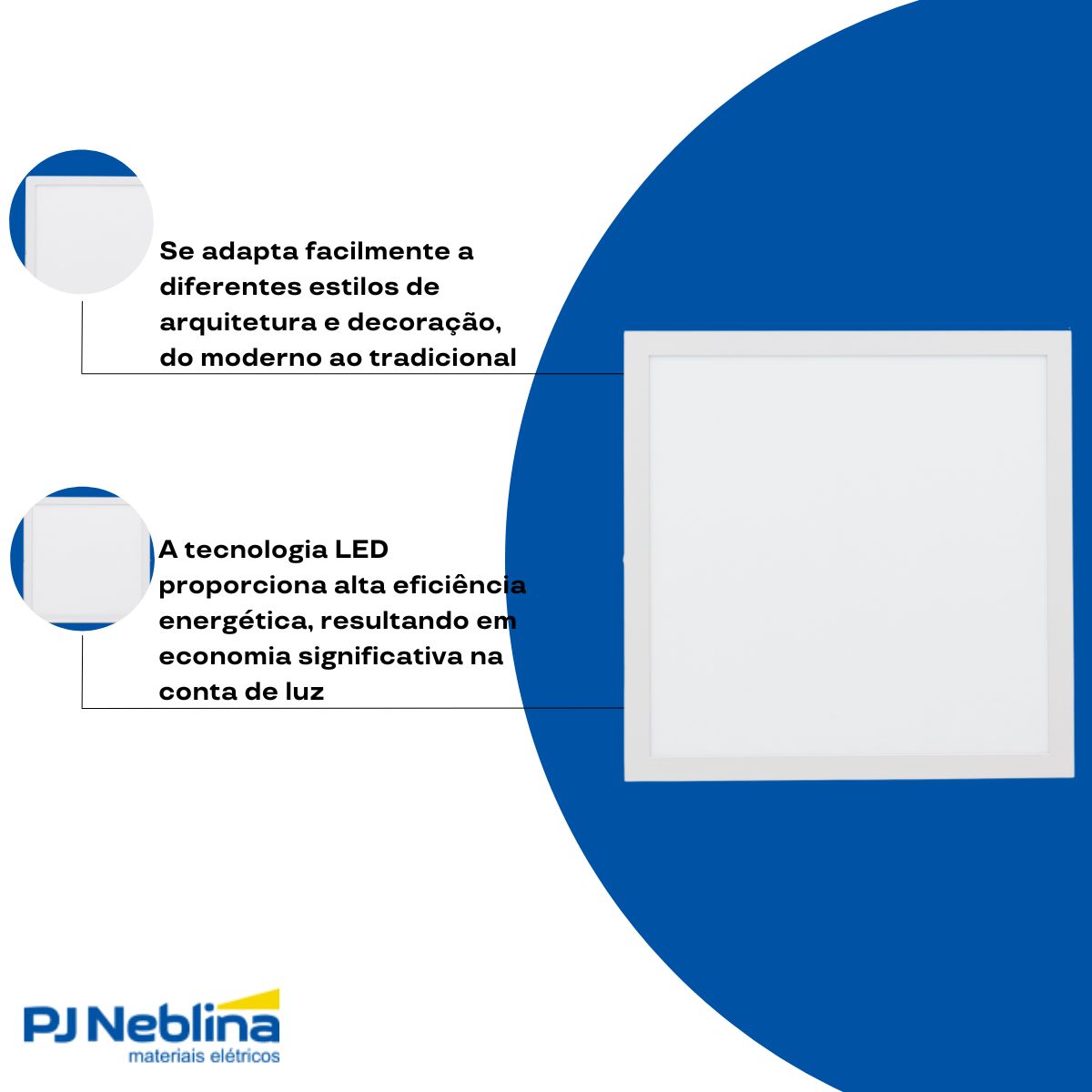Luminária Painel Led Sobrepor Quadrado Branco 36W Bivolt 4000K Branco Neutro 3240Lm - Bronzearte