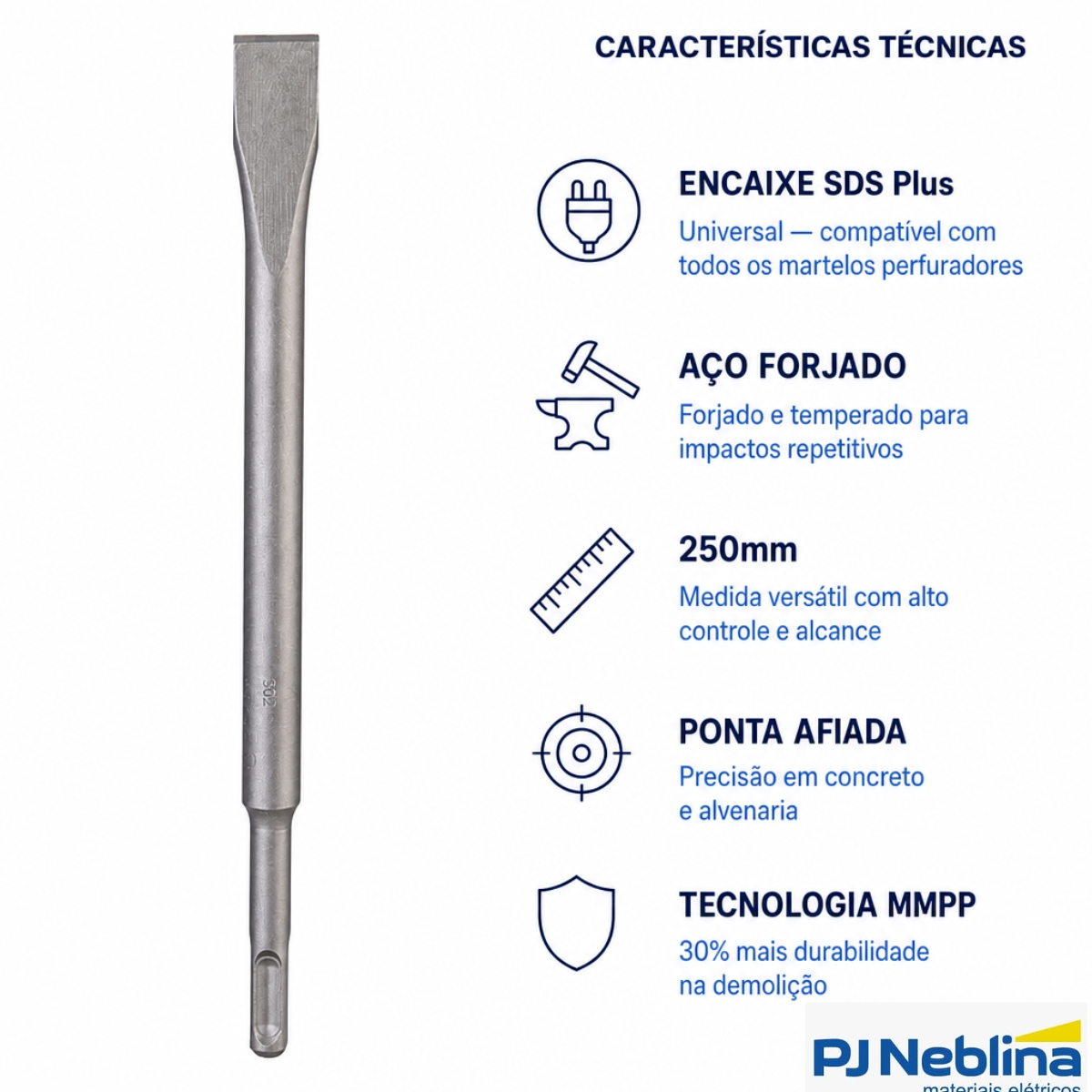 Ponteiro Talhadeira Encaixe Sds Plus 250Mm - Bosch