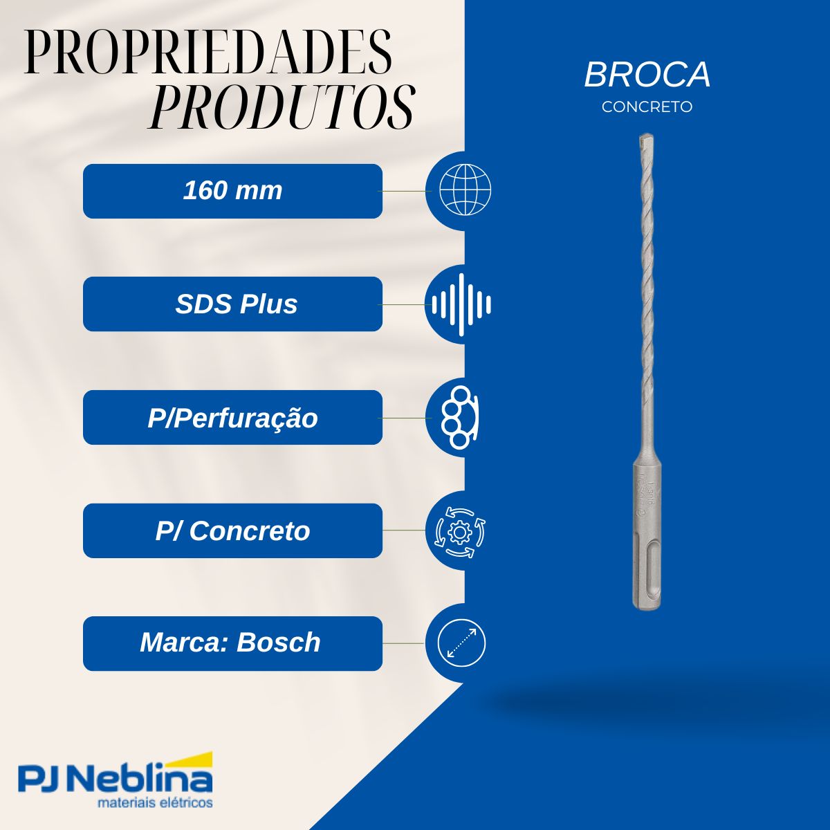 Broca Concreto Sds Plus 4C 5X160 mm - Bosch