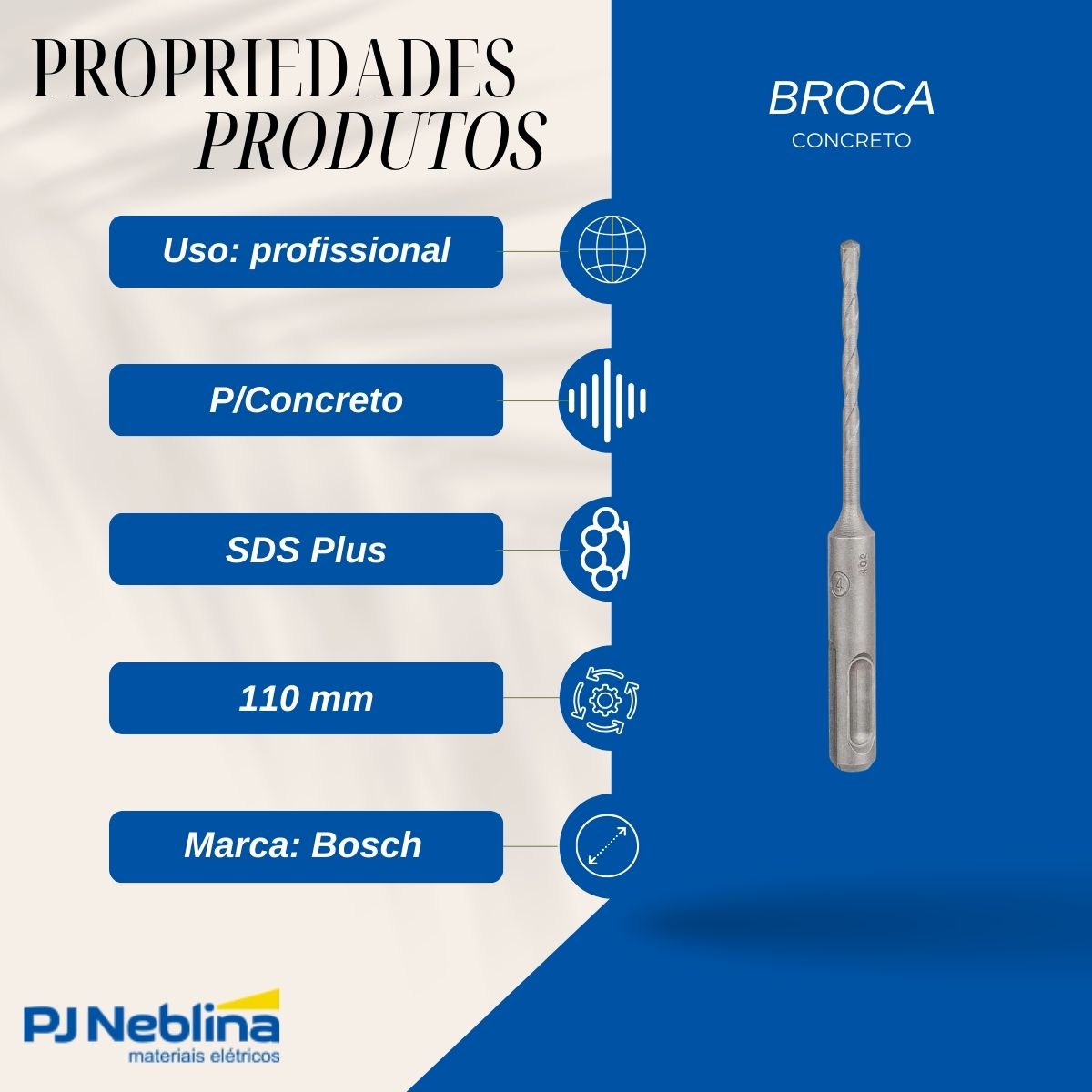 Broca Concreto Sds Plus 4C 4X110Mm Din 8039 - Bosch