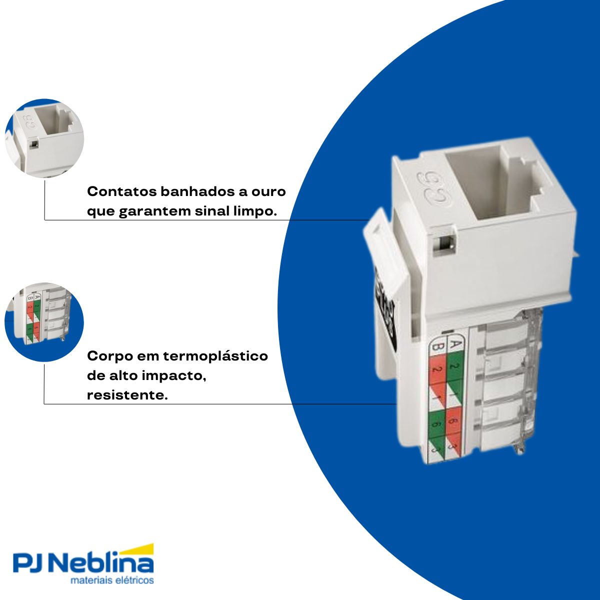 Conector Modular Keystone Rj45 Femea Cat6 Branco - Furukawa