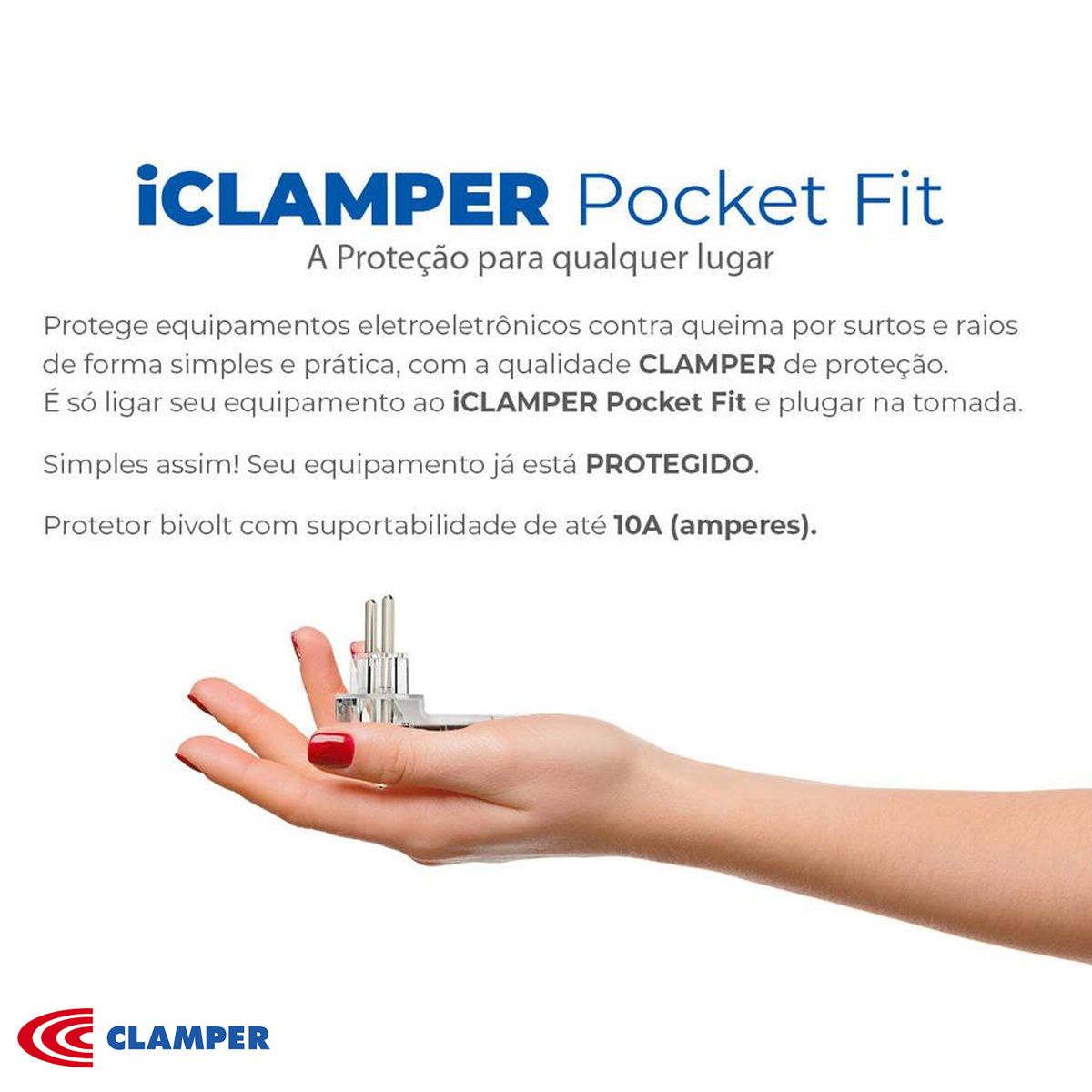 Protetor de Surtos/Raios DPS 2 Pinos 10A Transparente - Clamper