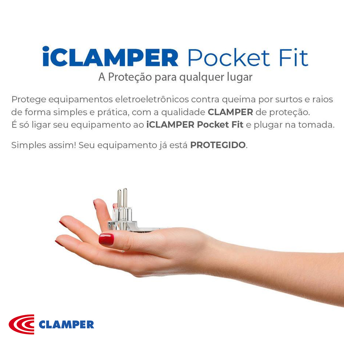 Protetor de Surtos/Raios DPS 3 Pinos 20A Preto - Clamper