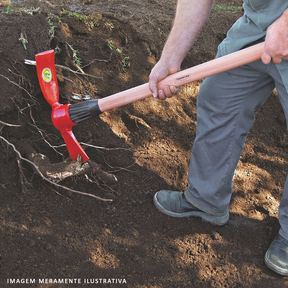 Ferramenta Picareta Estreita 4 Polegadas Aço Com Cabo 90Cm Madeira - Tramontina