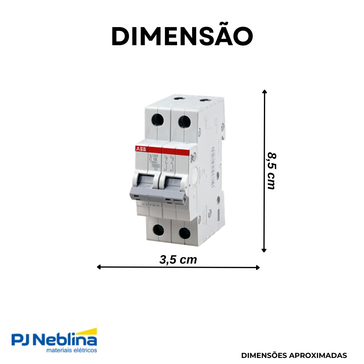 Disjuntor Mini Din Bipolar 10A Curva C 6Ka 400V - Abb