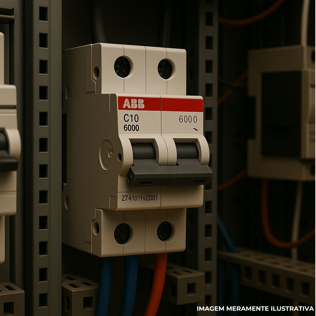 Disjuntor Mini Din Bipolar 10A Curva C 6Ka 400V - Abb