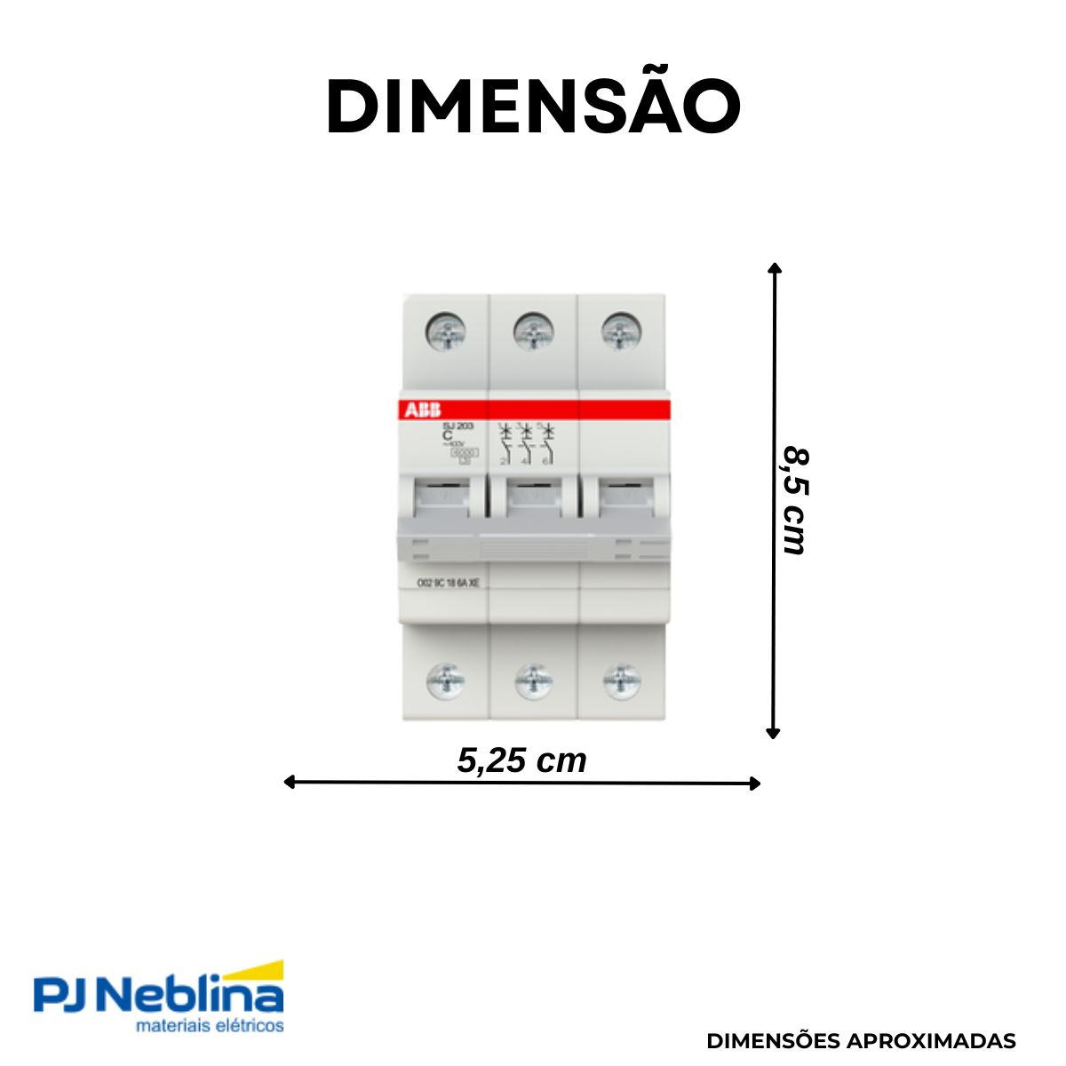 Disjuntor Mini Din Tripolar 32A Curva C 6Ka 400V - Abb