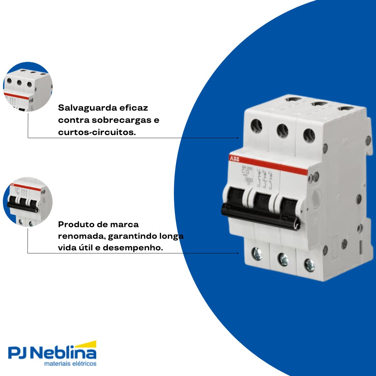 Disjuntor Mini Din Tripolar 40A Curva C 6Ka 400V - Abb