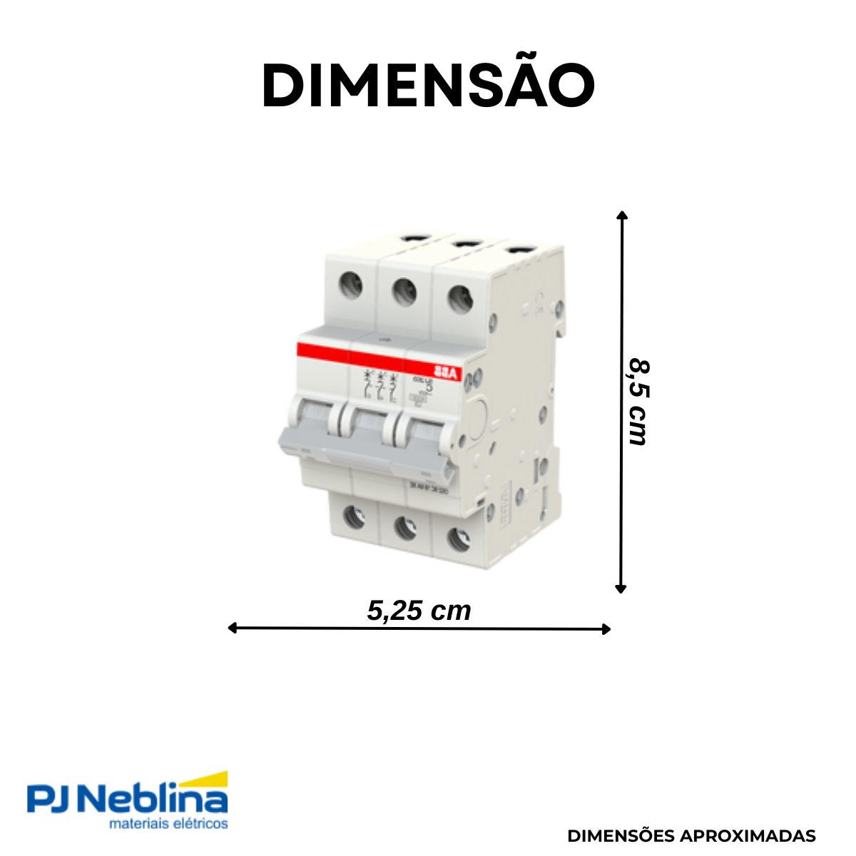 Disjuntor Mini Din Tripolar 63A Curva C 6Ka 400V - Abb